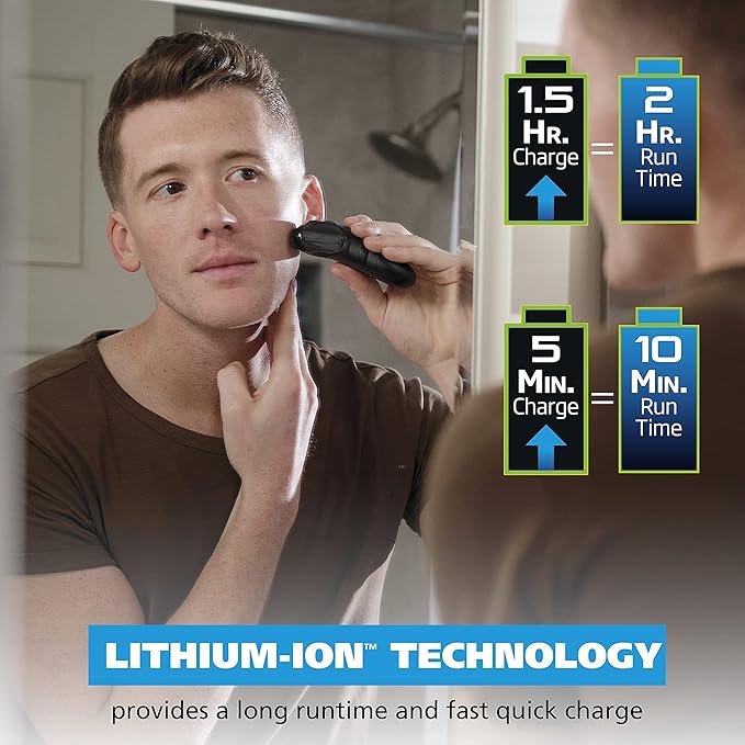Wahl Compact Rechargeable Lithium Ion Shaver Kit with Hygienic Rinseable Foils & Cutter Bar with Dual Flexible Foils That Move with The Contours of Your Face - 7065