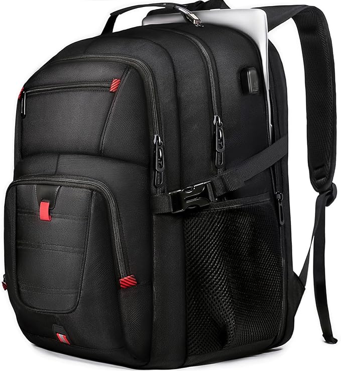 Z-MGKISS Travel Backpack, 50L Extra Large Travel Laptop Backpack, Travel Backpack for Men Women with TSA Airline Approved Bussiness Backpack, Black