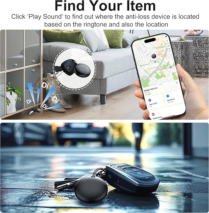Air Tags-4 Pack, Pet Trackers, Item Locator Tags Works with Apple Find My | iOS Only | 4 Different Cases | Replaceable Battery | Water-Resistant | Item Finder for Key, Luggage, Backpack,Bike (4-Black)