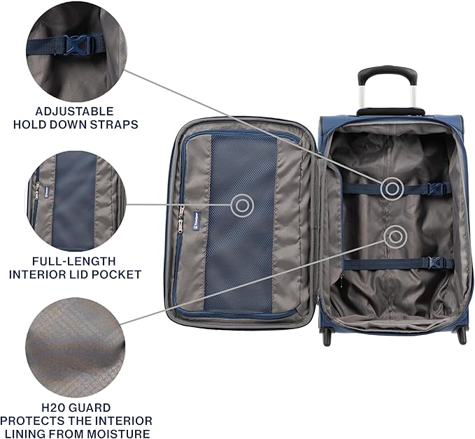 Travelpro Tourlite Softside Expandable Upright 2 Wheel Luggage, Lightweight Suitcase, Men and Women, Blue, Carry-On 22-Inch
