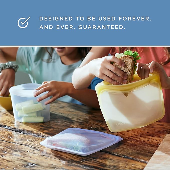 Stasher Premium Silicone Reusable Food Storage Stand-Up Mini Bag, Coral, Microwave, Sous Vide, Dishwasher, Oven and Freezer Safe, BPA Free, Leak-free, Eco-friendly, 28 Oz