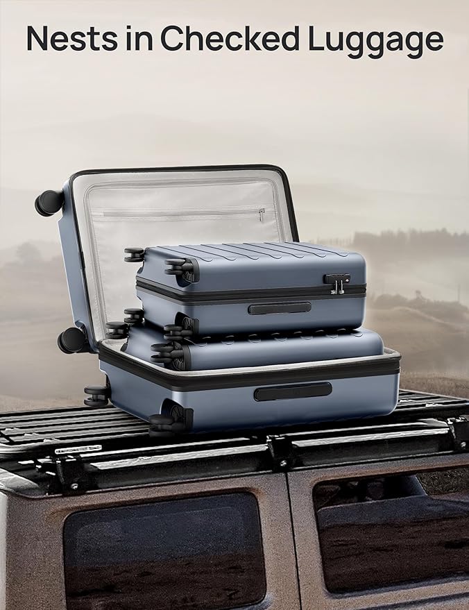 Carry on Luggage 22 X 14 X 9 Airline Approved, 20 Inch Luggage for 3-5 Days Travel, Double Spinner Wheels, 100% Hardshell PC, TSA Lock (00-Shadow (Expandable), Set 2PCS (20-Inch/28-Inch))
