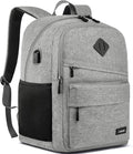 School Backpack for Teen Boys and Girls, with 17.3 inch Laptop Sleeve, Large Computer Bag Mochila with 2 Compartments, Ergonomic Straps, Grey