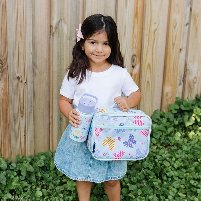 Wildkin Kids Insulated Lunch Box – Durable and Reusable for School & Travel - Butterfly Garden