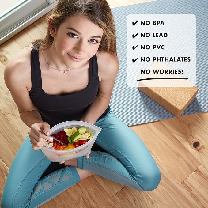 Zip Top Reusable Food Storage Bags | Full Set of 8 [Lavender] | Silicone Meal Prep Container | Microwave, Dishwasher and Freezer Safe | Made in the USA