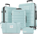 SHOWKOO Luggage Sets Expandable PC+ABS Durable Suitcase Double Wheels TSA Lock 5pcs Mint Green