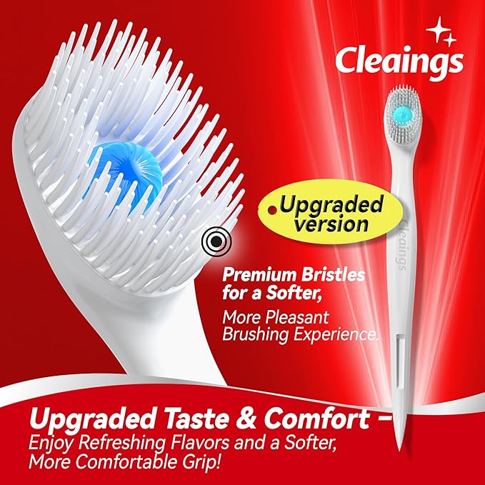 cleaings® Mini Disposable Toothbrush Set with Toothpaste – Travel Essentials, Portable Toothbrush for Women & Men, Camping, Road Trip, Vacation, 24 Count-Ice Peach Flavor（Pack of 1）