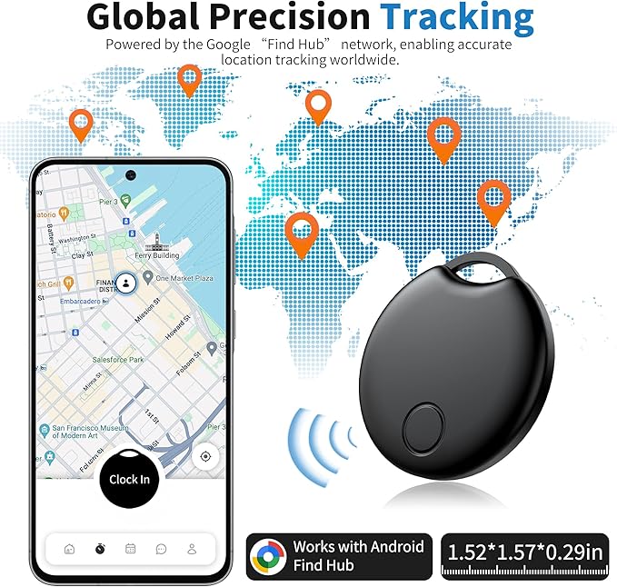 Air Tracker Tags-4 Pack for Android, Bluetooth Tracker Works with Google’s Find Hub | Android Only | Replaceable Battery | Water- Resistance | Item Finder for Luggage, Wallet, Dog, Key,Suitcases