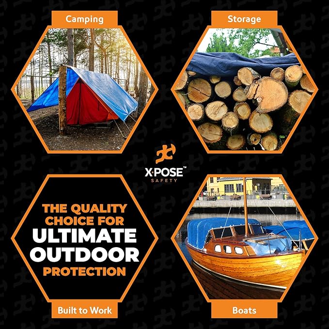 Better Blue Poly Tarp 40' x 50' - Multipurpose Protective Cover - Lightweight, Durable, Waterproof, Weather Proof - 5 Mil Thick Polyethylene - by Xpose Safety