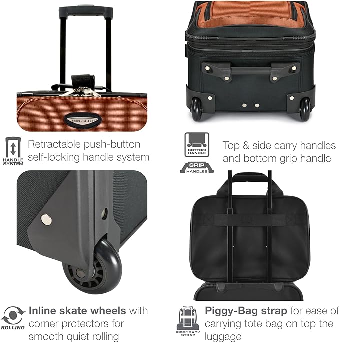 Travel Select Amsterdam Softside Expandable Rolling Luggage, Lightweight 2-Wheel Check-In Suitcase with Push-Button Handle, Burgundy, 29" Large