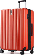 Hanke 29 Inch Expandable Checked Luggage Lightweight PC Hard Shell Luggage Suitcases with Wheels Tsa Luggage Rolling Large Suitcase Travel Luggage Bag for Study Abroad(Orange)