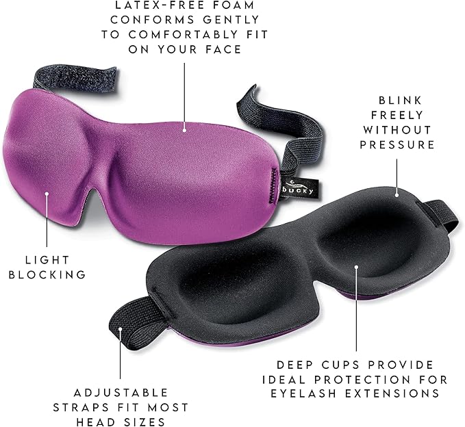 Bucky 40 Blinks No Pressure Printed Eye Mask for Travel & Sleep, Black Dot, One Size