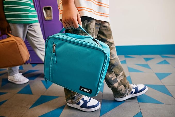 PackIt Freezable Classic Lunch Box, Magenta, Built with ECOFREEZE Technology, Collapsible, Reusable, Zip Closure With Zip Front Pocket and Buckle Handle, Designed for Fresh Lunch On the Go