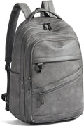 43L Backpack for Women Men - Vegan Leather Backpack Purse Travel Carry-on Bag College Bookbag Work fits 17" Laptop,DimGray