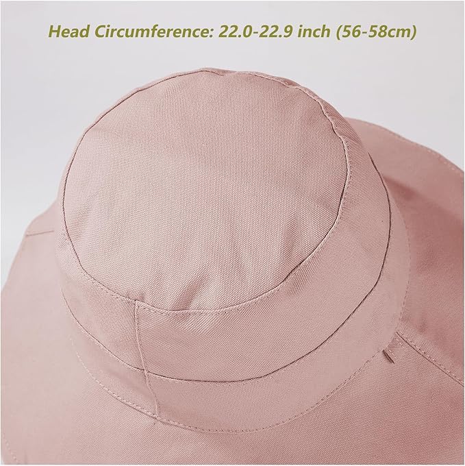 vidsel Womens Sun Hats Wide Brim Reversible Bucket Cotton Hat Packable Summer Travel Cap with Hat Clip,UV Protection