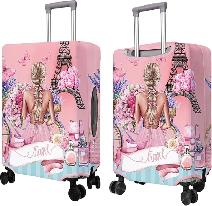 Travel Luggage Cover Suitcase Protector Fits 18-32 Inch Wheel Covers PatternedTravel Related Items Flower Luggage Protector Elastic XL