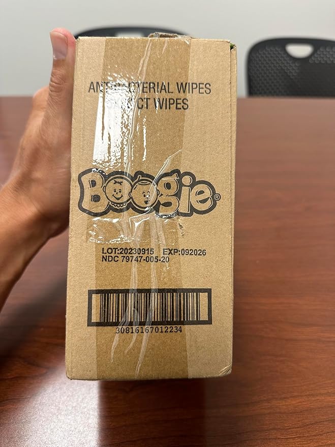 Boogie Antibacterial Hand Wipes by Boogie, Alcohol Free, Hypoallergenic and Moisturizing Aloe, for Kids and Adults -100 Total Wipes (5 Packs of 20)