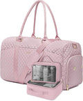 Women Duffle Weekender Travel Bag: Large Duffel Bags with Shoe Compartment Carry On Overnight Tote Bag with Wet Pocket Toiletry Bags Weekend Gym Yoga Hospital Bag for Labor and Delivery Pink 3Pcs Set