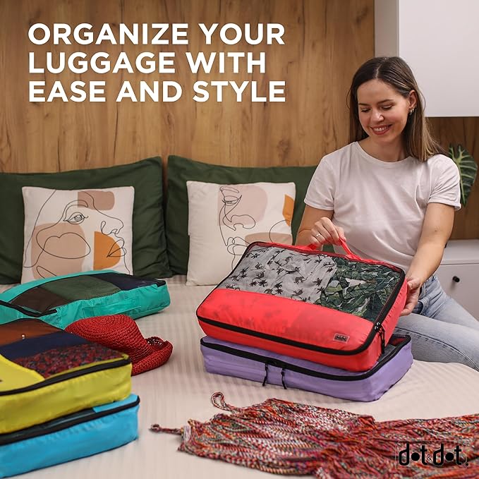 Large Compression Packing Cubes for Travel - 5 Pcs set of Packing Cubes Compression, Carry on Suitcase Organizer Bags - Travel Cubes Organizer Bags for Luggage