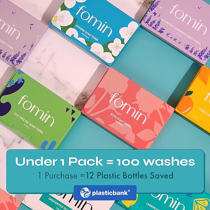 FOMIN - Antibacterial Paper Soap Sheets for Hand Washing - (200 Sheets) Rose Portable Travel Soap Sheets, Dissolvable Camping Mini Soap, Portable Hand Soap sheet