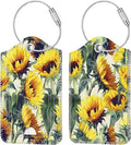 Fintie Luggage Tags, Privacy Cover ID Label with Stainless Steel Loop and Address Card for Travel Bag Suitcase - Sunflower (2 Piece)