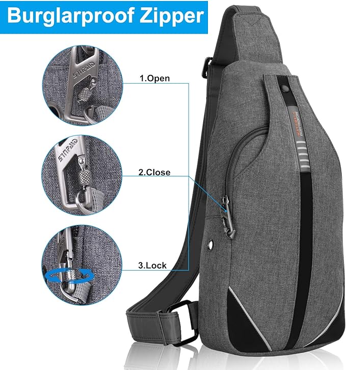 WATERFLY Small Crossbody Sling Backpack Anti Theft Backpack for Traveling Chest Shoulder Bag