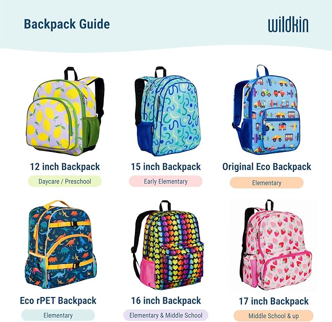 Wildkin 12-inch Kids Backpack – Padded, Adjustable, Ideal for Daycare & Travel - Modern