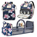 Diaper Bag Backpack with Changing Station, Foldable for Bady Toddler, 3 in 1 Large Capacity Newborn Essentials Organizer with Stroller Hook for Girls and Boys（Blue）