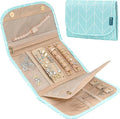 Pavilia Foldable Jewelry Organizer - Travel Roll Bag with Compartments for Earrings, Rings, Necklaces, Bracelets - Packing Accessory