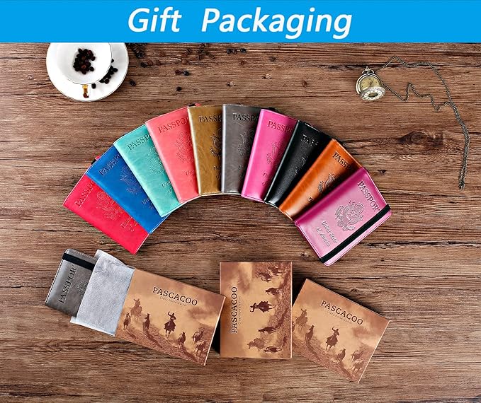 Passport Holder Cover Wallet Travel Essentials RFID Blocking Leather Card Case International Must Haves Travel Accessories for Women Men(101#Green)