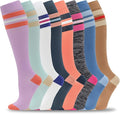fenglaoda 8 Pairs Compression Socks for Men & Women 20-30 mmHg Knee High Nurse Pregnant Running Medical and Travel Athletic
