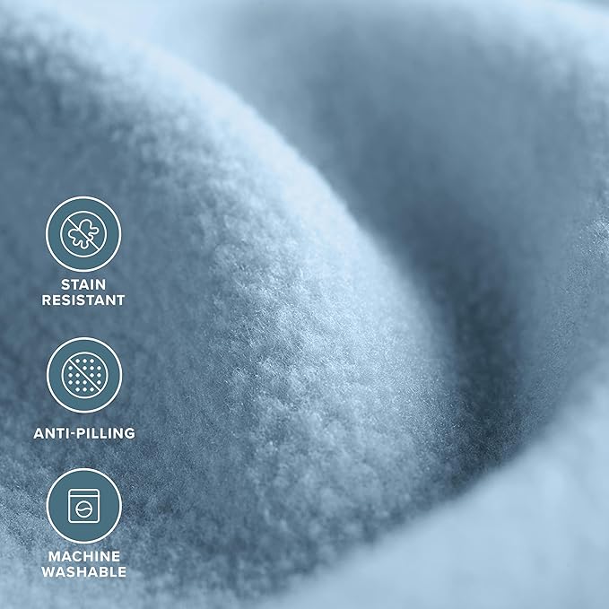 Bare Home Polar Fleece Blanket - Full/Queen - Warm & Cozy - Premium Fleece - Throw for Bed, Sofa, Camping, Travel and Cold Nights - Lightweight Blanket (Full/Queen, Light Blue)