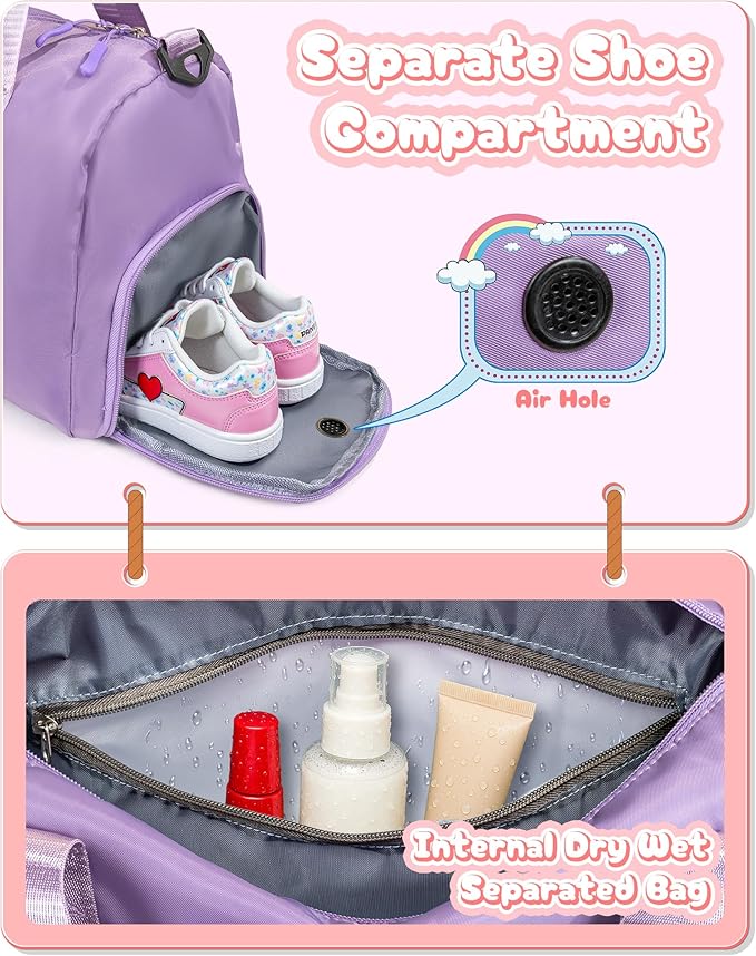 Graduation Gifts for Girls-Girl Gym Bag with Shoe Compartment, Kid Personalized Weekender Overnight Bags, Initial Travel Tote with Makeup Pouch, Gift Ideas for Niece Sister (Letter O)