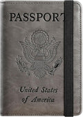 Passport Holder Cover Wallet Travel Essentials RFID Blocking Leather Card Case International Must Haves Travel Accessories for Women Men(101#Coffee Grey)