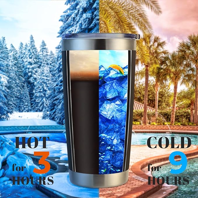 DOMICARE 20oz Stainless Steel Tumbler Bulk with Lid, Double Wall Vacuum Insulated Travel Mug, Powder Coated Coffee Cup, Powder Black, 4 Pack