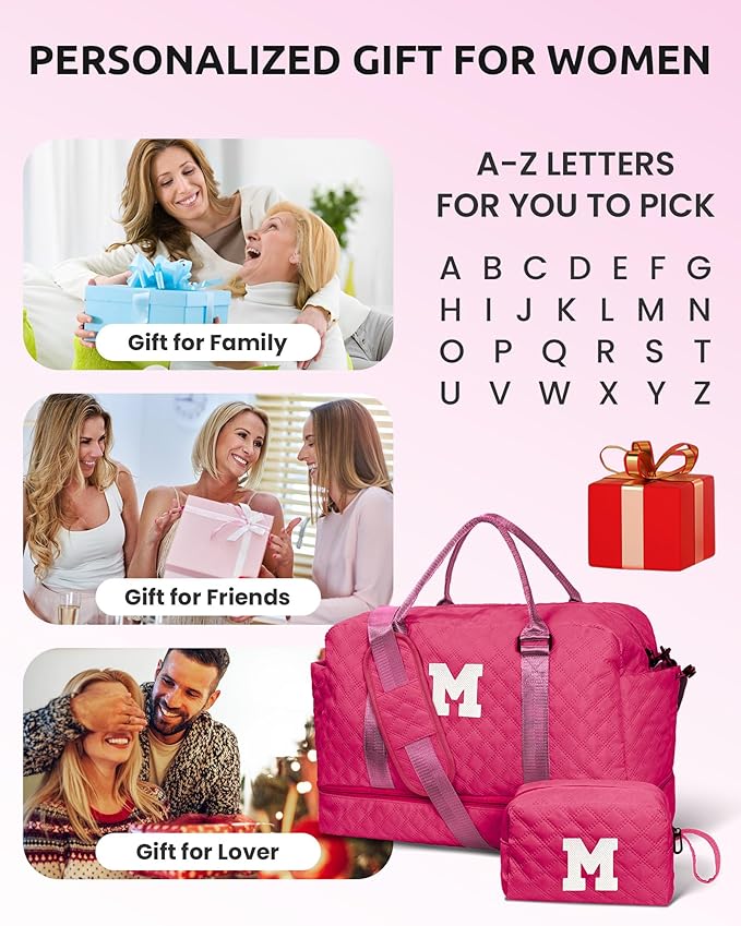 7 8 9 10 11 12 13 14 15 16 Year Old Girl Birthday Gifts-Initial Travel Bag with Shoe Compartment, Weekender Bag, Monogram Overnight Bag for Women, Letter Travel Bag with Makeup Bag (Letter Z)