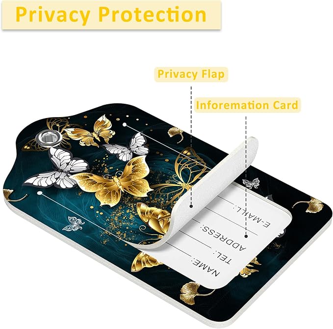 2 Pack Butterflies Luggage Tags for Suitcases,Butterflies in Flight Leather Baggage Suitcases Tag Name ID Label Privacy Cover Travel Bag Tags for Women Men Boys Girls