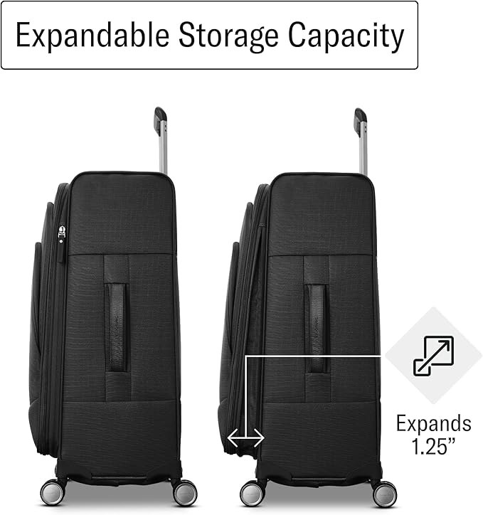 Samsonite UpLIFT Lightweight Softside Carry-On Luggage with Spinner Wheels - Expandable - Airline-Approved, Polyester Soft Suitcase for Ultra Light Travel - Black