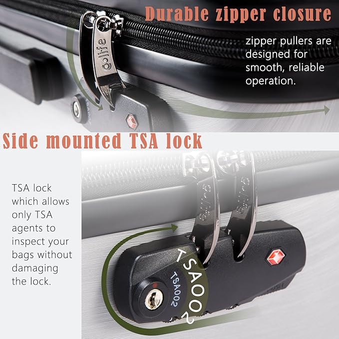 Coolife Luggage Expandable(only 28") Suitcase PC+ABS with TSA Lock Spinner 20in 24in 28in (navy, L(28IN))
