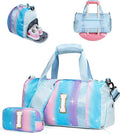 Birthday Gifts for Granddaughter-Girl Gym Bag with Shoe Compartment, Kid Personalized Weekender Overnight Bags, Initial Travel Tote with Makeup Pouch Valentine's Day Gift for Kids (Letter I)