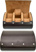 6 Watch Travel Cases for Men - Watch Roll 6 Slots Travel Organizer - Espresso Brown -Signature Hexa Collection
