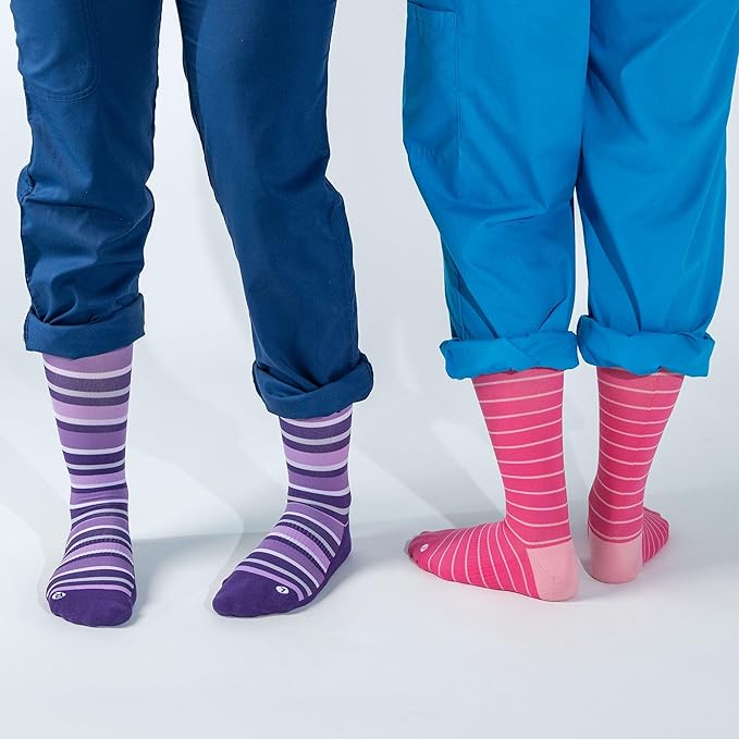 Medical Grade Compression Socks for Men & Women 15-20 mmHg by OrthoSleeve (Purple w/Stripes, Small)