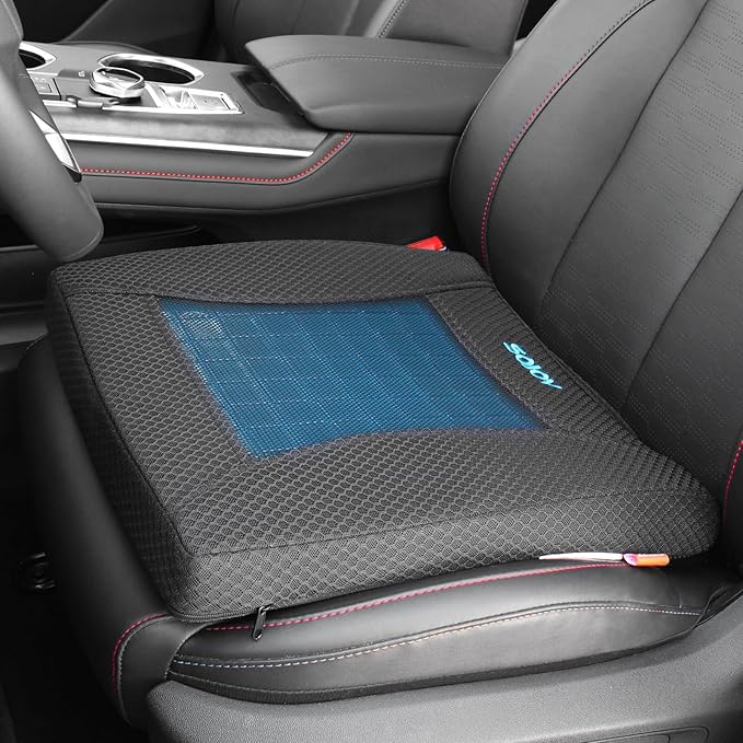 Sojoy Gel Seat Cushion,Portable Memory Foam Chair Seat Cushion for Car,Office,Wheelchair,Lower Back, Sciatica and Tailbone Pain Relief