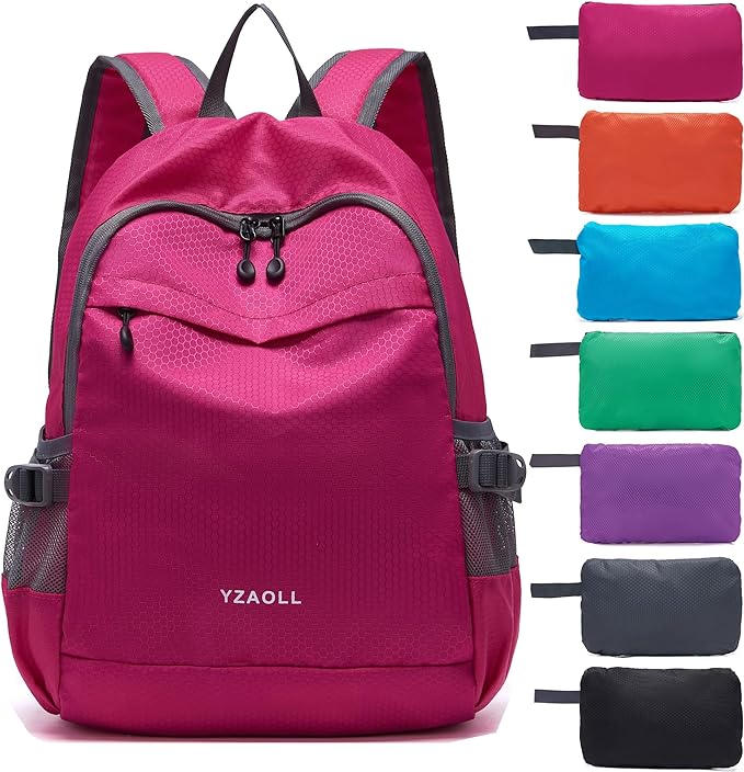 YZAOLL Small Lightweight Packable Hiking Backpack, 20L Hiking Backpack Day Pack for Women Men Travel Camping Vacation,Rose