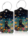 2 Pack Luggage Tag for Suitcase, Cute Unique Leather Suitcase Tags Identifiers with Privacy Name Address Labels & Durable Steel Loop for Women Men Travel