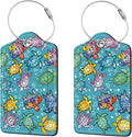 2 Pcs Luggage Tags for Suitcase, Cute Unique PU Leather Travel Bag Tag with Privacy Cover ID Label Address Card and Durable Metal Ring Suitable for Men Women Children Backpack,Gradient Color Turtle