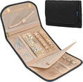 Pavilia Foldable Jewelry Organizer - Travel Roll Bag with Compartments for Earrings, Rings, Necklaces, Bracelets - Packing Accessory