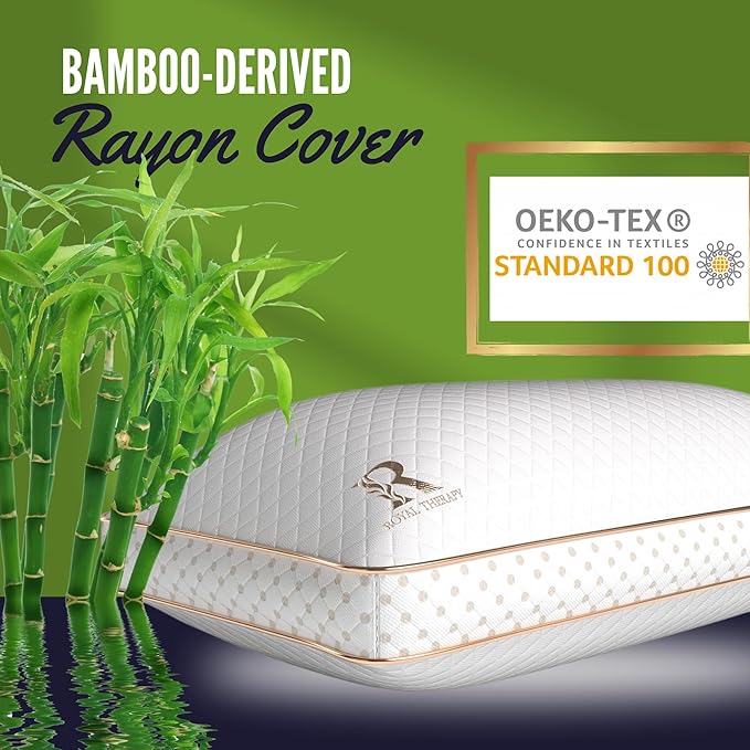 Royal Therapy 2-Pack King Memory Foam Pillow, Adjustable Shredded Odor-Free Pillow for Neck & Shoulder Pain Relief, Support for Back, Stomach, Side Sleepers, AirFlowPRO