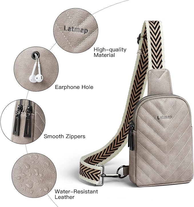 7L Sling Bag for Women Men Leather Small Sling Backpack Daypack Anti Theft Fanny Pack Crossbody Purse Travel