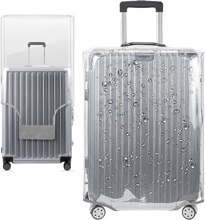 30 Inch Full Clear PVC Suitcase Cover Protectors for TSA Approved Travel Luggage Protector Covers Set Transparent Luggage Case Suitcase Suitable for 30"-31" Full Clear